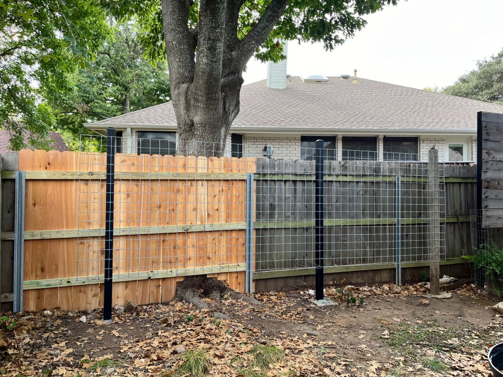 section of fence repair, plant screens
